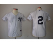 Youth mlb jerseys new york yankees #2 derek jeter white (black stripe)