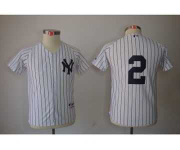 Youth mlb jerseys new york yankees #2 derek jeter white (black stripe)