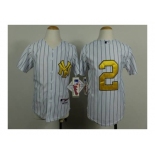 Youth mlb jerseys new york yankees #2 jeter white[number golden][black strip]