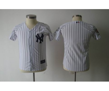 youth mlb jerseys new york yankees blank white(black strip)