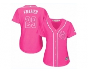 Women Majestic New York Yankees #29 Todd Frazier Authentic Pink Fashion Cool Base MLB Jersey