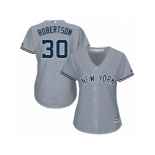 Women Majestic New York Yankees #30 David Robertson Authentic Grey Road MLB Jersey