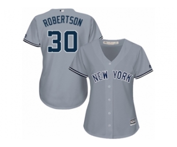 Women Majestic New York Yankees #30 David Robertson Authentic Grey Road MLB Jersey