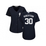 Women Majestic New York Yankees #30 David Robertson Replica Navy Blue Alternate MLB Jersey