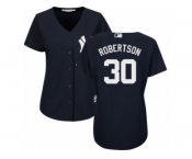 Women Majestic New York Yankees #30 David Robertson Replica Navy Blue Alternate MLB Jersey