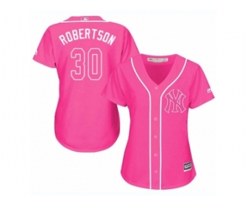 Women Majestic New York Yankees #30 David Robertson Replica Pink Fashion Cool Base MLB Jersey