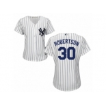 Women Majestic New York Yankees #30 David Robertson Replica White Home MLB Jersey