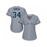 Women Majestic New York Yankees #34 Jamie Garcia Replica Grey Road MLB Jersey