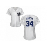 Women Majestic New York Yankees #34 Jamie Garcia Replica White Home MLB Jersey