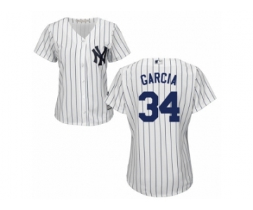 Women Majestic New York Yankees #34 Jamie Garcia Replica White Home MLB Jersey