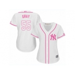 Women Majestic New York Yankees #55 Sonny Gray Authentic White Fashion Cool Base MLB Jersey