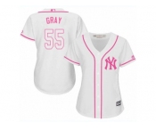 Women Majestic New York Yankees #55 Sonny Gray Authentic White Fashion Cool Base MLB Jersey