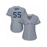 Women Majestic New York Yankees #55 Sonny Gray Replica Grey Road MLB Jersey