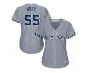 Women Majestic New York Yankees #55 Sonny Gray Replica Grey Road MLB Jersey