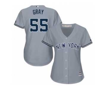 Women Majestic New York Yankees #55 Sonny Gray Replica Grey Road MLB Jersey