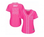 Women Majestic New York Yankees #55 Sonny Gray Replica Pink Fashion Cool Base MLB Jersey