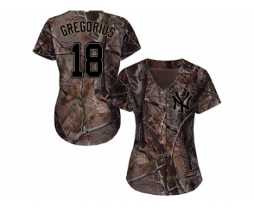 Women New York Yankees #18 Didi Gregorius Camo Realtree Collection Cool Base Stitched MLB Jersey