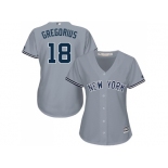 Women New York Yankees #18 Didi Gregorius Grey Road Stitched Baseball Jersey