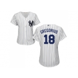 Women New York Yankees #18 Didi Gregorius White Strip Home Stitched Baseball Jersey