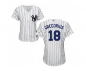 Women New York Yankees #18 Didi Gregorius White Strip Home Stitched Baseball Jersey