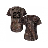 Women New York Yankees #23 Don Mattingly Camo Realtree Collection Cool Base Stitched MLB Jersey