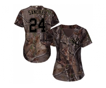 Women New York Yankees #24 Gary Sanchez Camo Realtree Collection Cool Base Stitched MLB Jersey