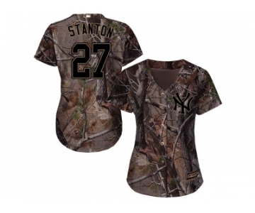 Women New York Yankees #27 Giancarlo Stanton Camo Realtree Collection Cool Base Stitched MLB Jersey