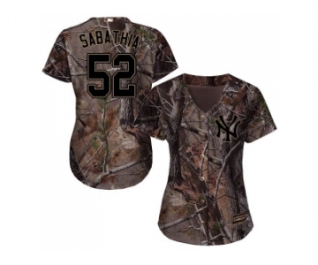 Women New York Yankees #52 C.C. Sabathia Camo Realtree Collection Cool Base Stitched MLB Jersey