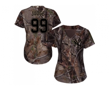 Women New York Yankees #99 Aaron Judge Camo Realtree Collection Cool Base Stitched MLB Jersey