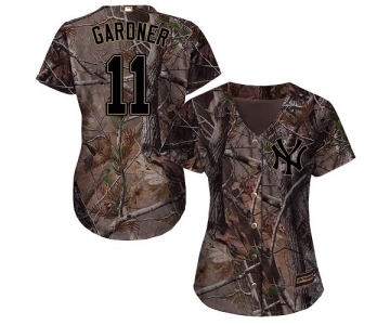 Women's Majestic New York Yankees #11 Brett Gardner Authentic Camo Realtree Collection Flex Base MLB Jersey