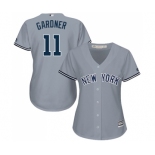 Women's Majestic New York Yankees #11 Brett Gardner Authentic Grey Road MLB Jersey