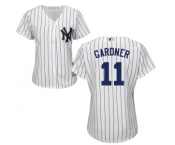 Women's Majestic New York Yankees #11 Brett Gardner Authentic White Home MLB Jersey