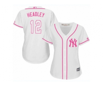 Women's Majestic New York Yankees #12 Chase Headley Authentic White Fashion Cool Base MLB Jersey