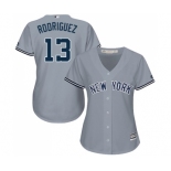 Women's Majestic New York Yankees #13 Alex Rodriguez Authentic Grey Road MLB Jersey