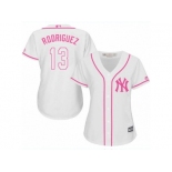 Women's Majestic New York Yankees #13 Alex Rodriguez Replica White Fashion Cool Base MLB Jersey