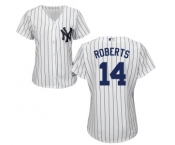 Women's Majestic New York Yankees #14 Brian Roberts Authentic White Home MLB Jersey