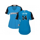 Women's Majestic New York Yankees #14 Starlin Castro Replica Blue American League 2017 MLB All-Star MLB Jersey