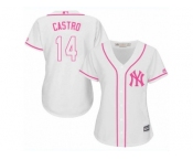 Women's Majestic New York Yankees #14 Starlin Castro Replica White Fashion Cool Base MLB Jersey