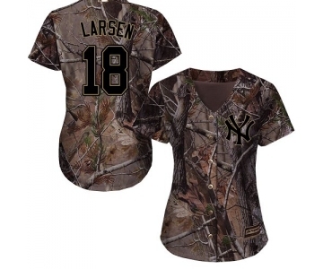 Women's Majestic New York Yankees #18 Don Larsen Authentic Camo Realtree Collection Flex Base MLB Jersey