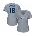 Women's Majestic New York Yankees #18 Don Larsen Authentic Grey Road MLB Jersey