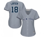 Women's Majestic New York Yankees #18 Don Larsen Authentic Grey Road MLB Jersey