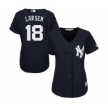 Women's Majestic New York Yankees #18 Don Larsen Authentic Navy Blue Alternate MLB Jersey