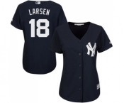 Women's Majestic New York Yankees #18 Don Larsen Authentic Navy Blue Alternate MLB Jersey