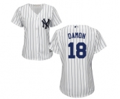 Women's Majestic New York Yankees #18 Johnny Damon Authentic White Home MLB Jersey