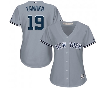 Women's Majestic New York Yankees #19 Masahiro Tanaka Authentic Grey Road MLB Jersey