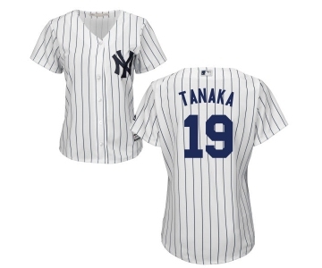 Women's Majestic New York Yankees #19 Masahiro Tanaka Authentic White Home MLB Jersey