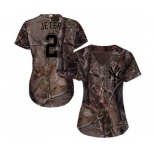 Women's Majestic New York Yankees #2 Derek Jeter Authentic Camo Realtree Collection Flex Base MLB Jersey