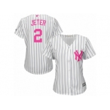 Women's Majestic New York Yankees #2 Derek Jeter Authentic White Mother's Day Cool Base MLB Jersey