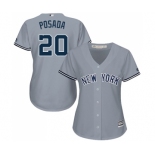 Women's Majestic New York Yankees #20 Jorge Posada Authentic Grey Road MLB Jersey