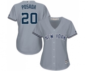 Women's Majestic New York Yankees #20 Jorge Posada Authentic Grey Road MLB Jersey